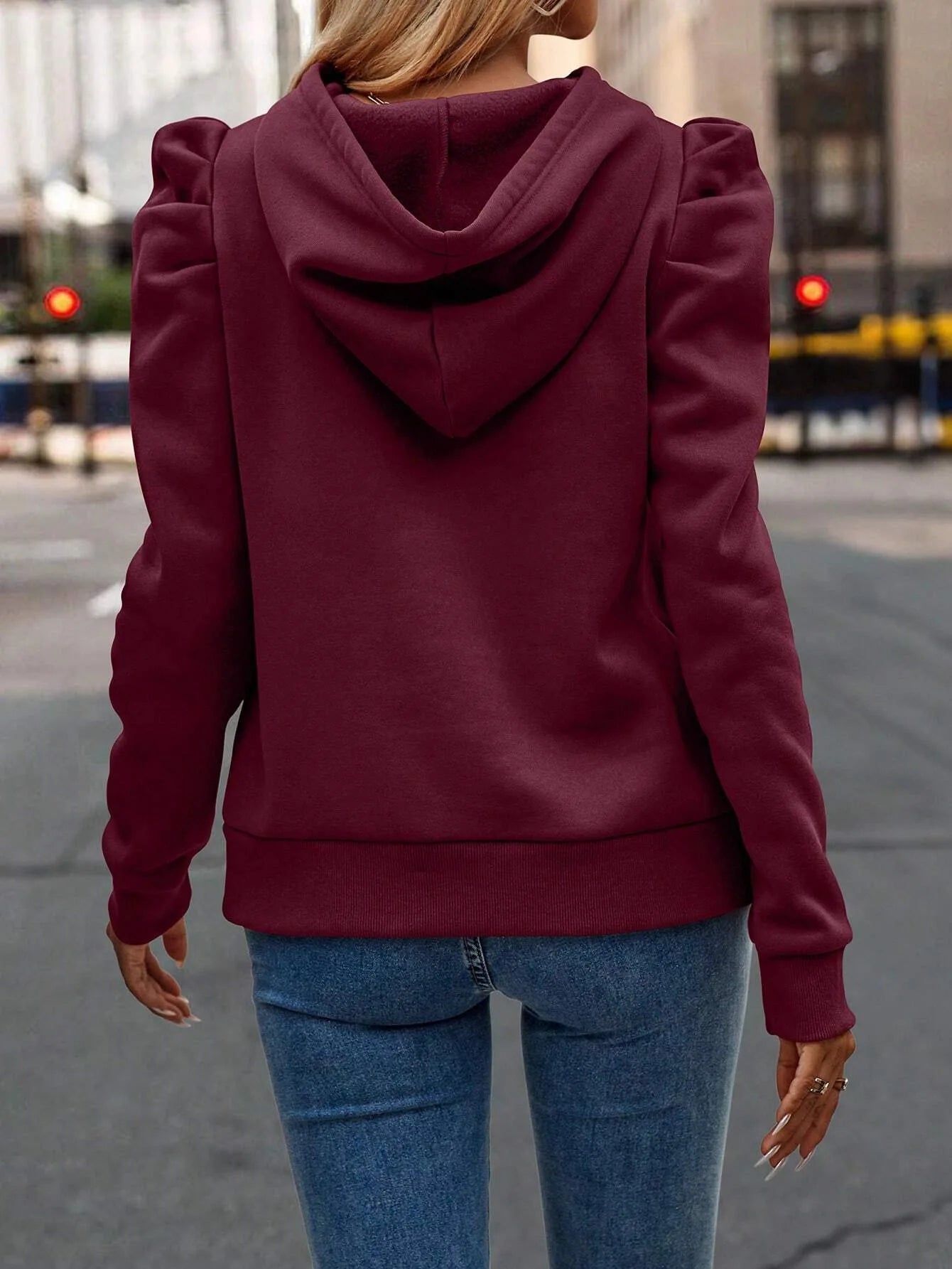 2024 Autumn Winter New Polo Hoodie Solid Color Long Sleeve Fashion Stacked Sleeve Casual Comfortable Women's Hoodie