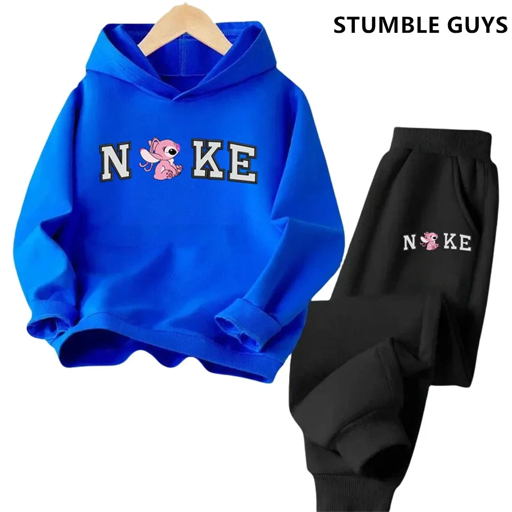 Children's Clothing Stitch Hoodie Set Boys Girls Casual Long-sleeved Sweatshirts Tops2-13 Years Old Kids Casual Trucksuit