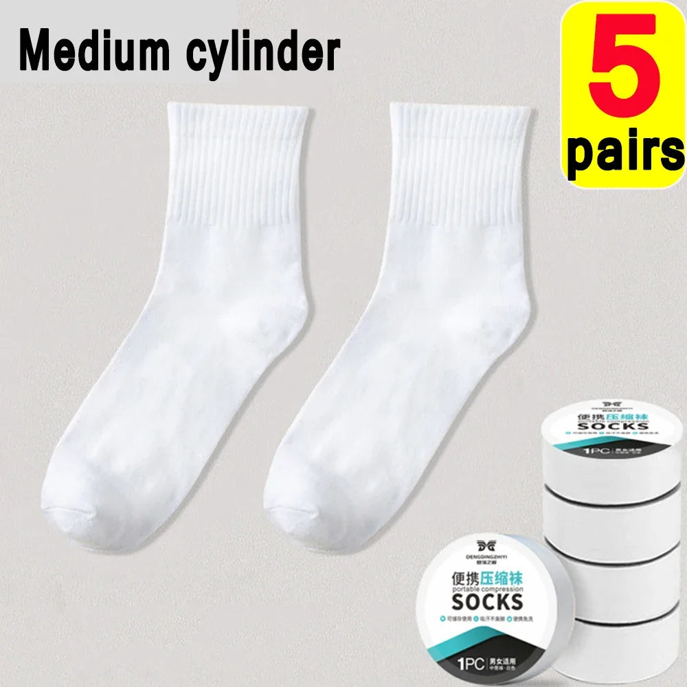 Breathable Disposable Highly Elastic Socks Outdoor Portable Simple Compression Travel Thin Sweat-Absorbing Sports Cotton Socks