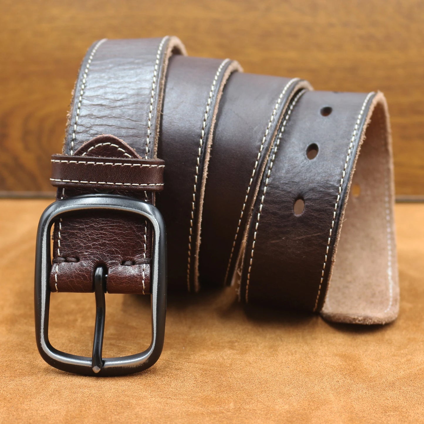 Natural cowhide belt for men's hard metal buckle soft original cowhide mens leather belt unique texture real leather jeans belt