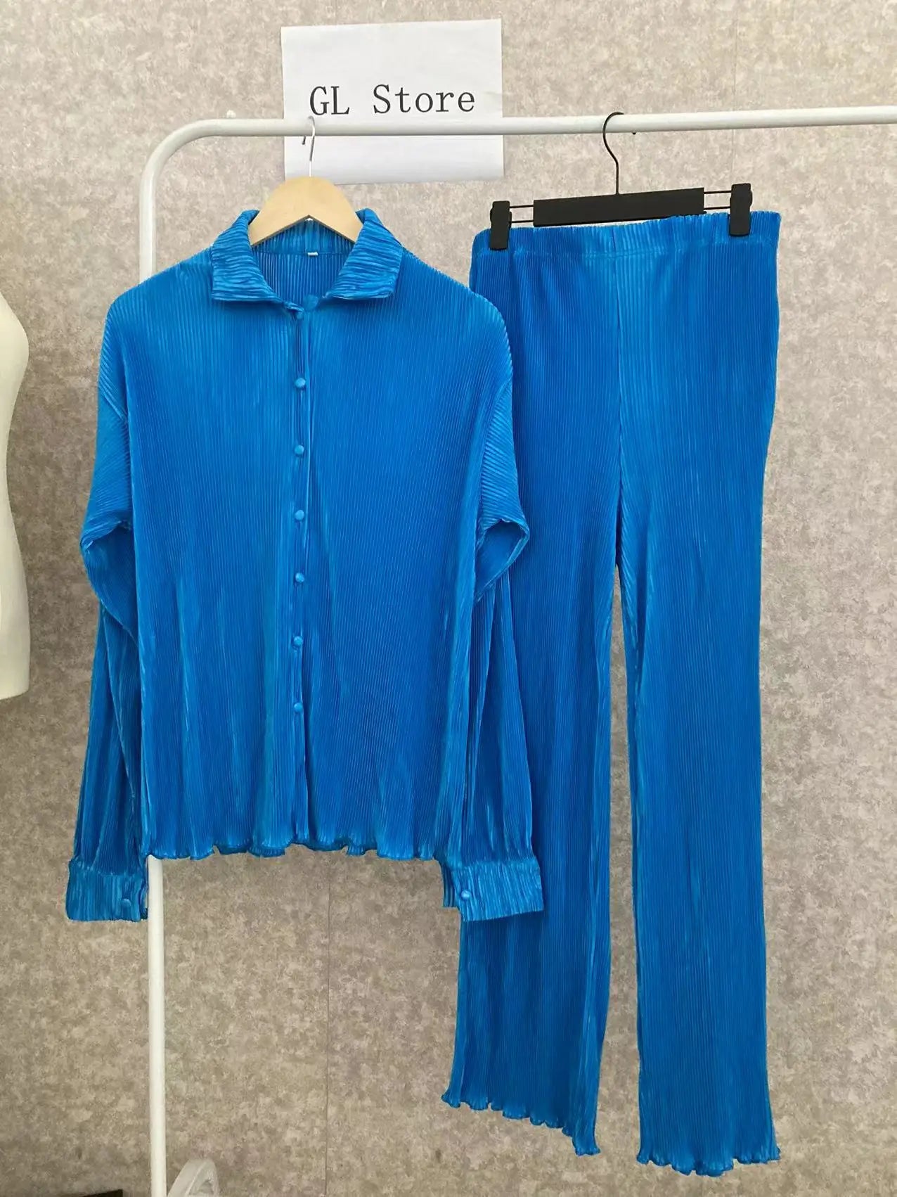 CM.YAYA Street Women's Set Long Sleeve Shirt Tops and Wide Leg Pants Elegant Tracksuit Two Piece Set Sweatsuit Fitness Outfits