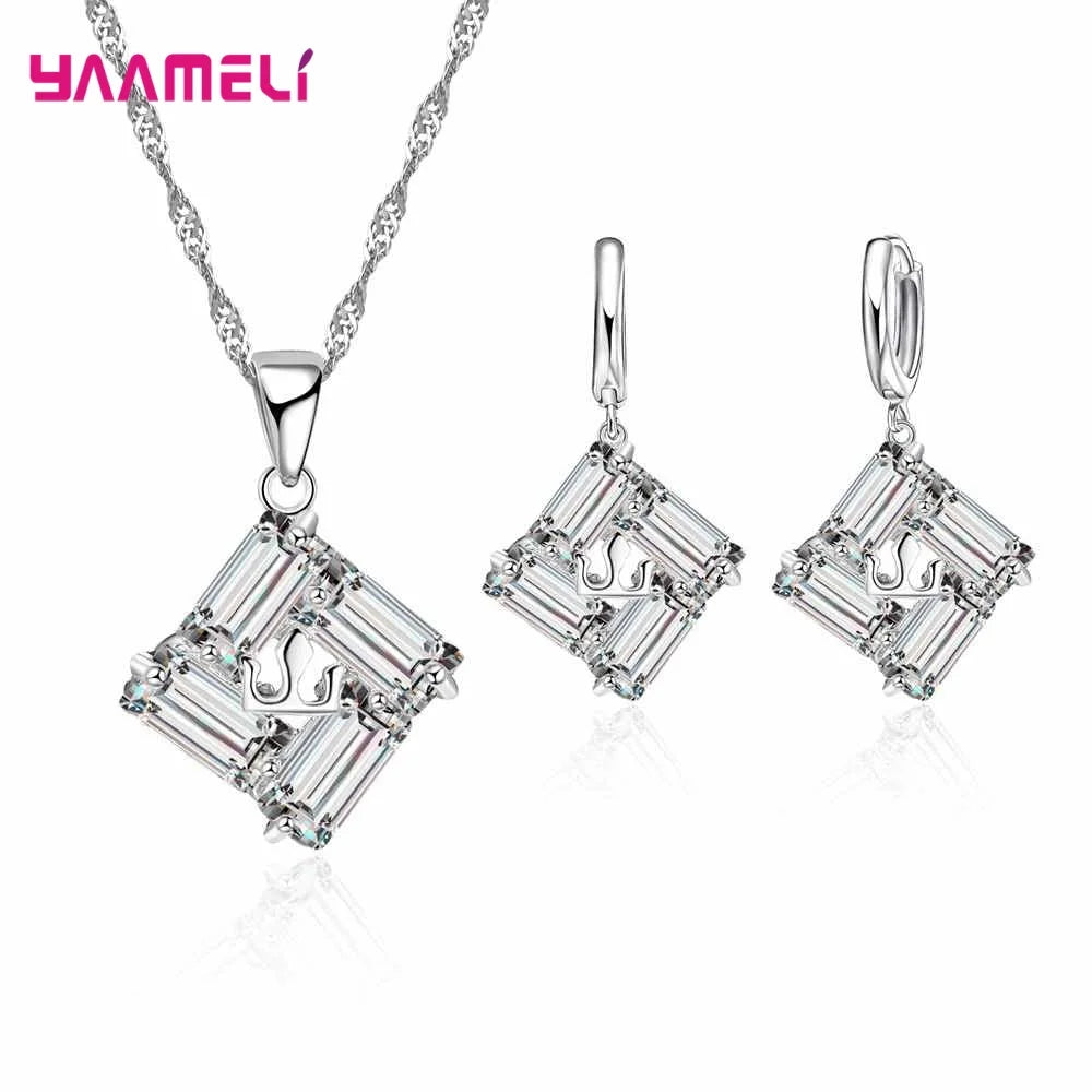 34 Designs Big Promotion 925 Sterling Silver Jewelry Set for Woman Girl Pearl Rhinestone Zircon Pendant Necklace Earrings Chain