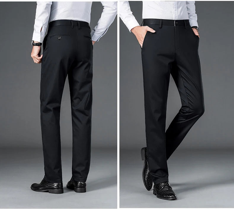 Men's straight leg office black deep blue pants
