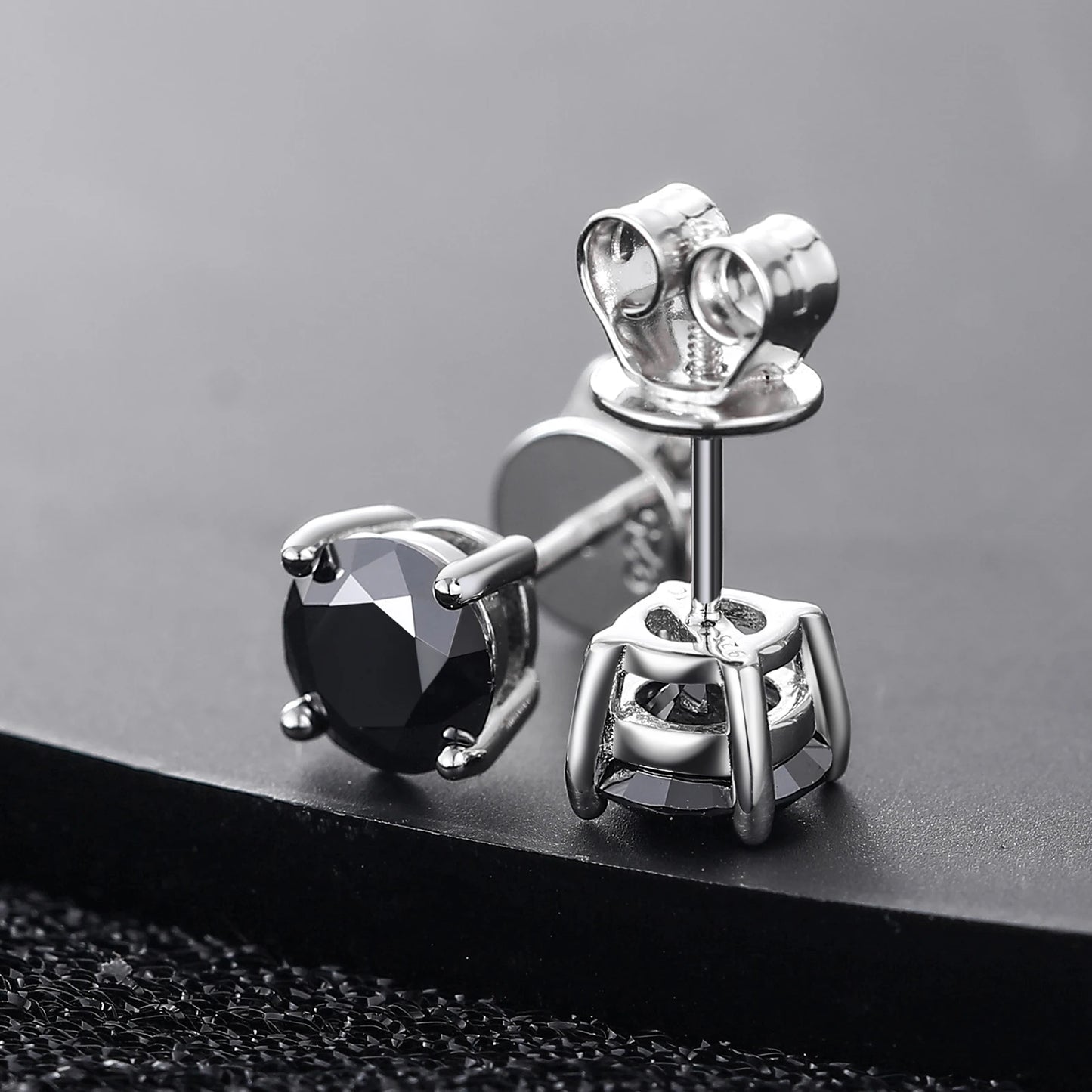 Real 0.5-2 Carat Black Moissanite Earrings