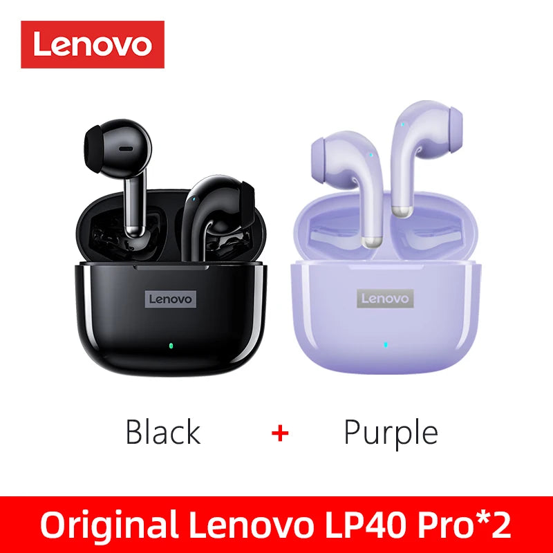 100%Original Lenovo LP40 Pro TWS Earphones Wireless Bluetooth 5.1 Sport Noise Reduction Headphones Touch Control 250mAH 2022 New