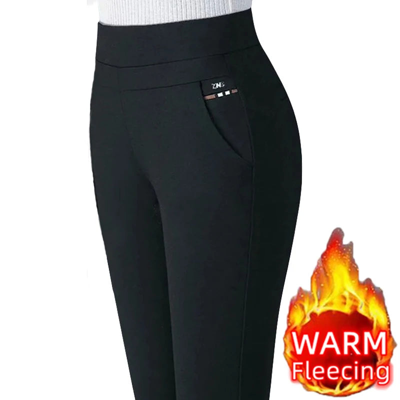 Thin & Thick Warm Winter Pencil Pants Womens Snow Plush Strench Lady