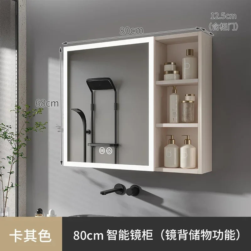 Space Aluminum Bathroom Mirror Wall-mounted Make Up Vanity Storage Mirror Cabinet Shelves Home Furniture Muebles Bano FYBC