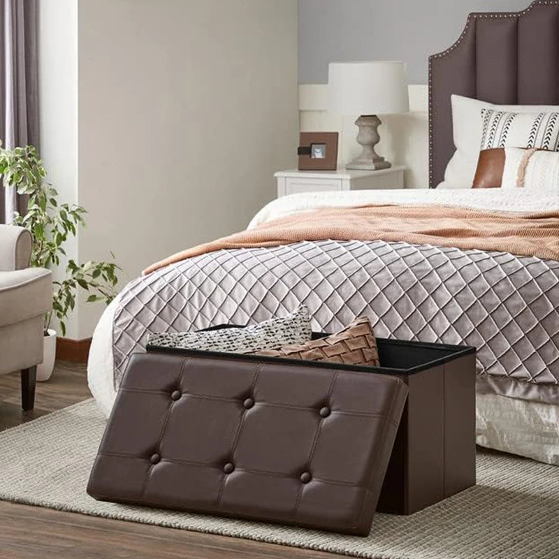 15/30/43 Inch Storage Stool Ottoman,Shoe Bench with Cushioned Seat, Bedside Cabinet & Footrest for Living Room/Bedroom/Office
