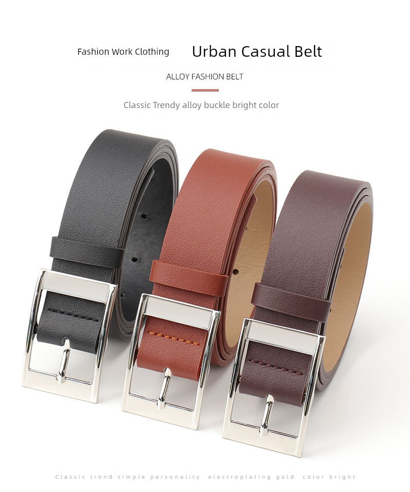K-style Pin Buckle Women's Belt Casual Style Student with Black Camel Brown All-Matching Jeans Men and Women Universal Belt