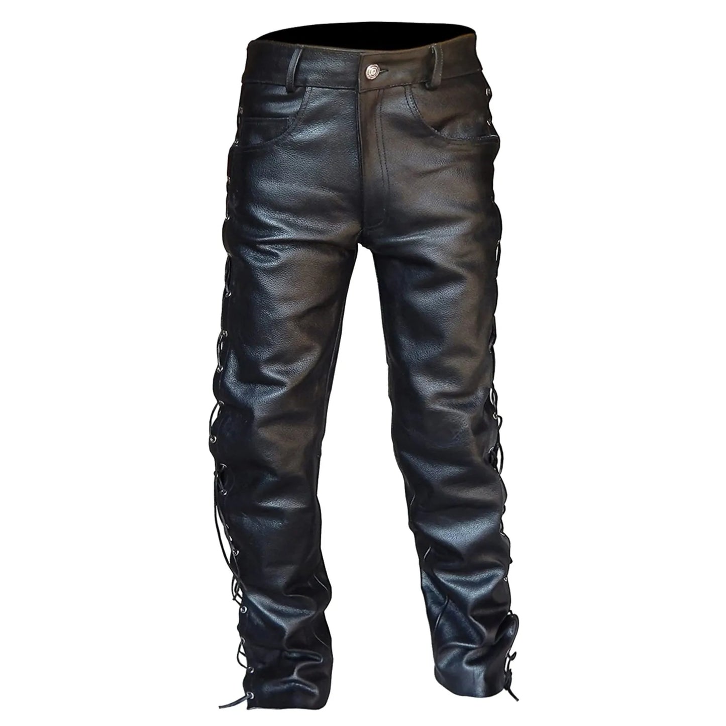 Plus Size 5XL Retro Mens Casual Trousers Straight Solid Black Pants