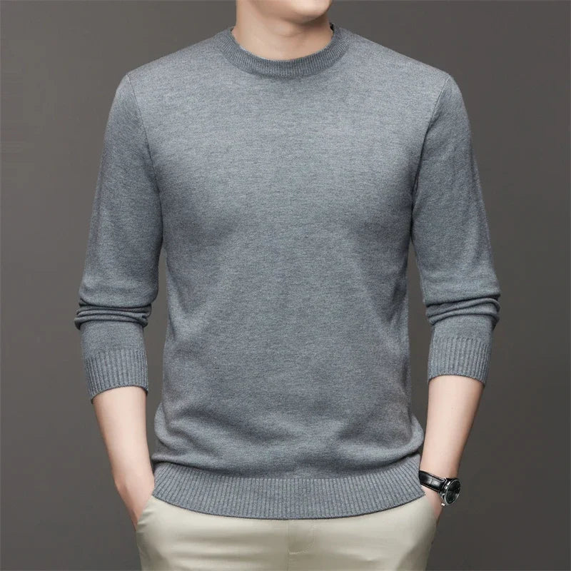 7 Colour Men's Round Neck Long Sleeved Solid Color Sweater