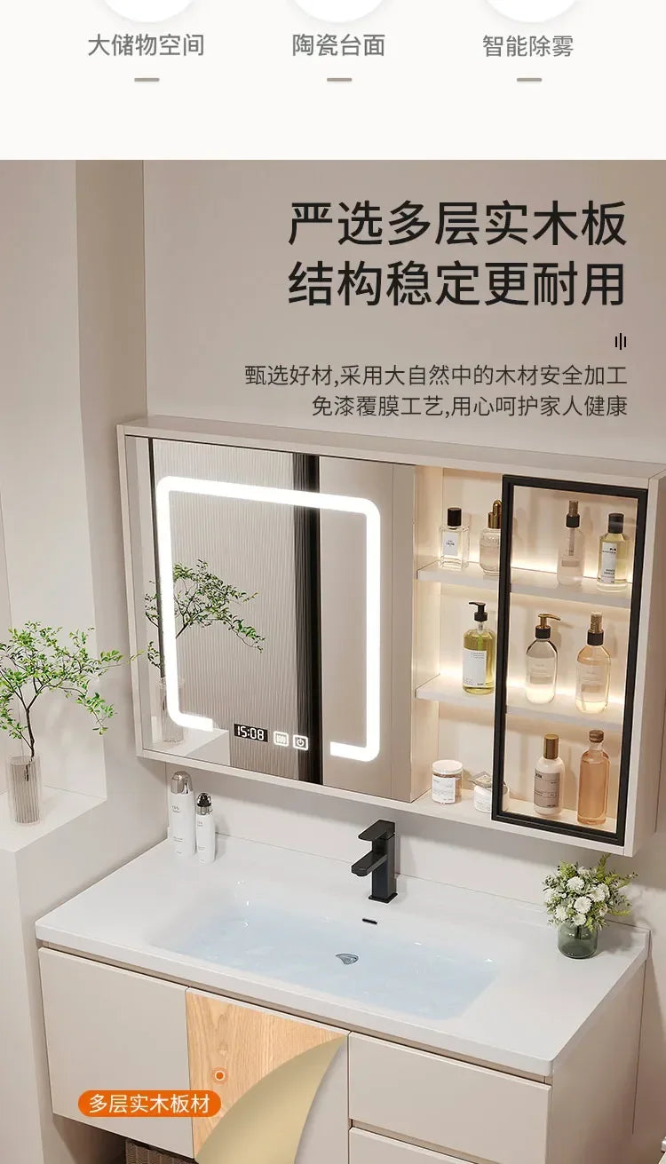 Show Service Bathroom Cabinet Jewelry Mirror Sink Makeup Washbasin Shelves Space Saving Ergonomic Vestidores Backyard Furniture