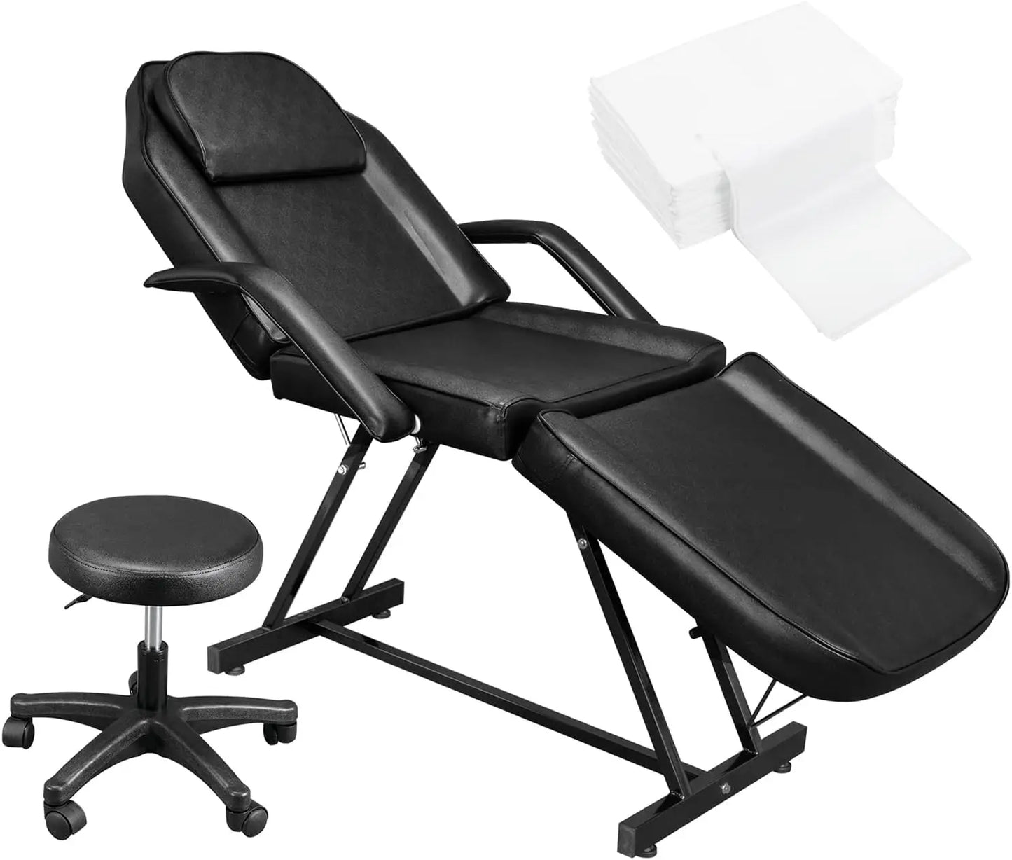 Massage Salon Tattoo Chair Esthetician Bed with Hydraulic Stool, Multi-Purpose Facial Bed Table, Adjustable Beauty Barbe