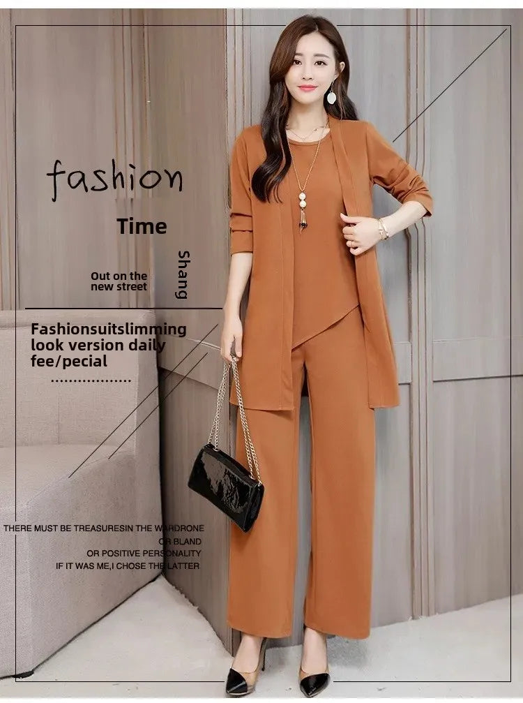Stylish Slimming Age-Reducing Fashionable Plus Size Women's Three-Piece Suit New Spring Autumn 2020 Wide Tai Tai Skirt Set
