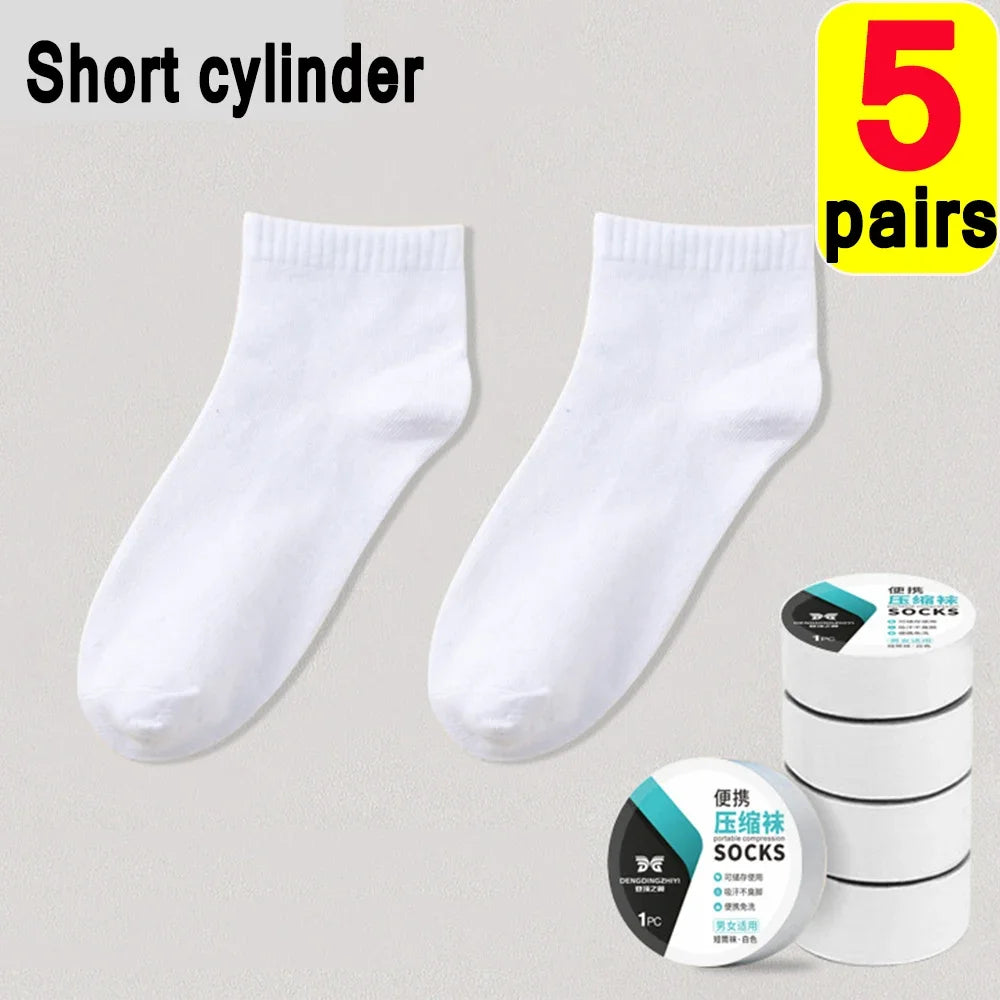 Breathable Disposable Highly Elastic Socks Outdoor Portable Simple Compression Travel Thin Sweat-Absorbing Sports Cotton Socks