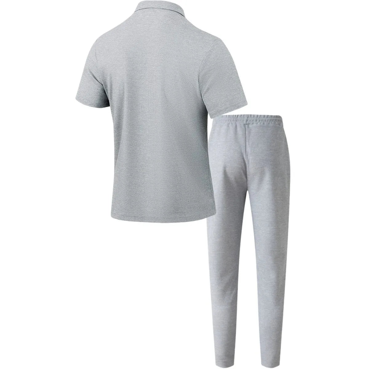 2025 New solid color button pocket shirt short sleeve trousers waffle check two-piece set, outdoor travel set spring and summer