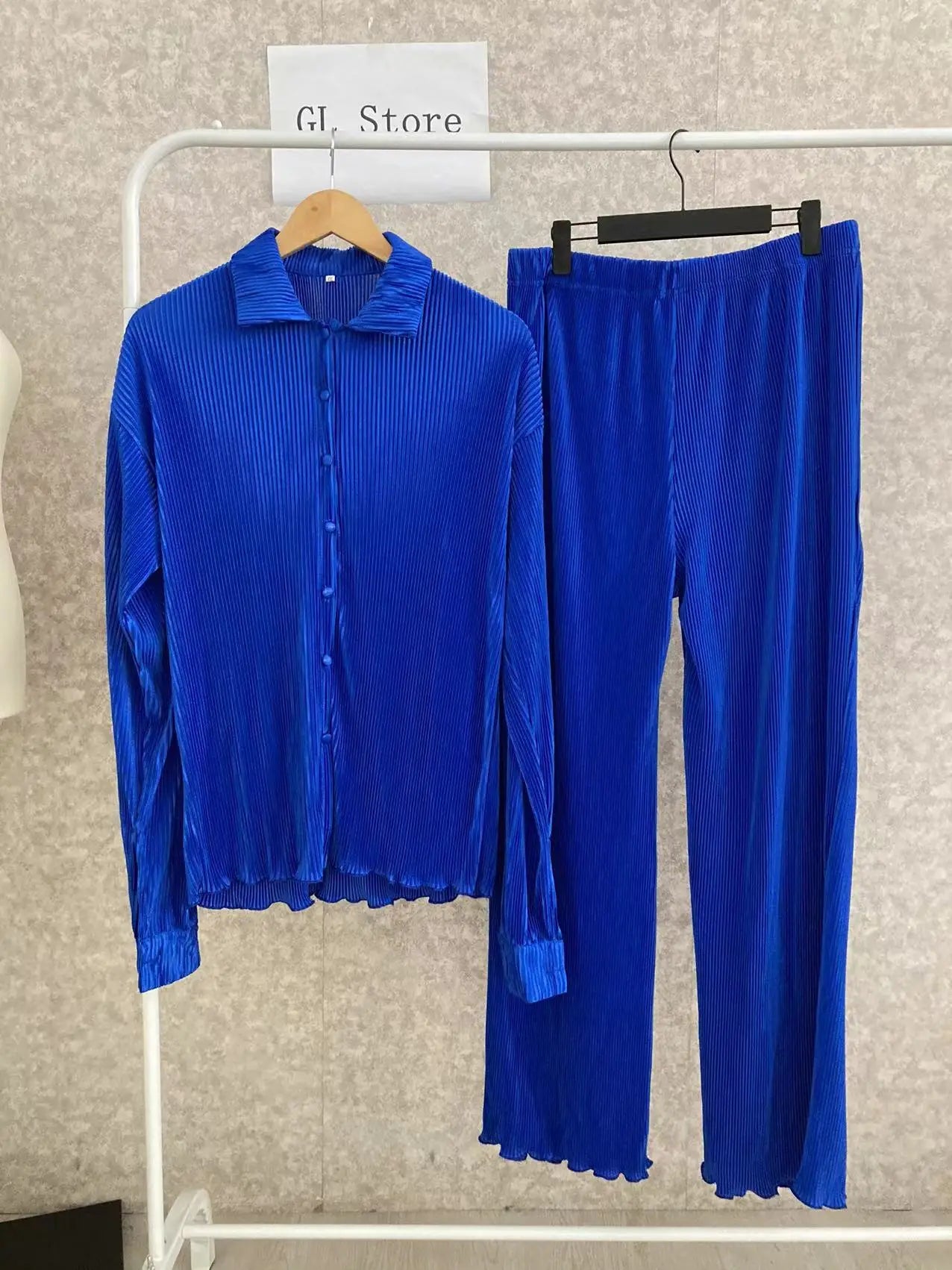 CM.YAYA Street Women's Set Long Sleeve Shirt Tops and Wide Leg Pants Elegant Tracksuit Two Piece Set Sweatsuit Fitness Outfits