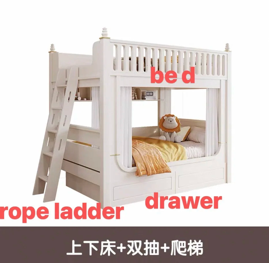 Custom high guardrail children's bed Solid wood two level Deluxe Mom Castle Tree House bed High and low Bunk bed