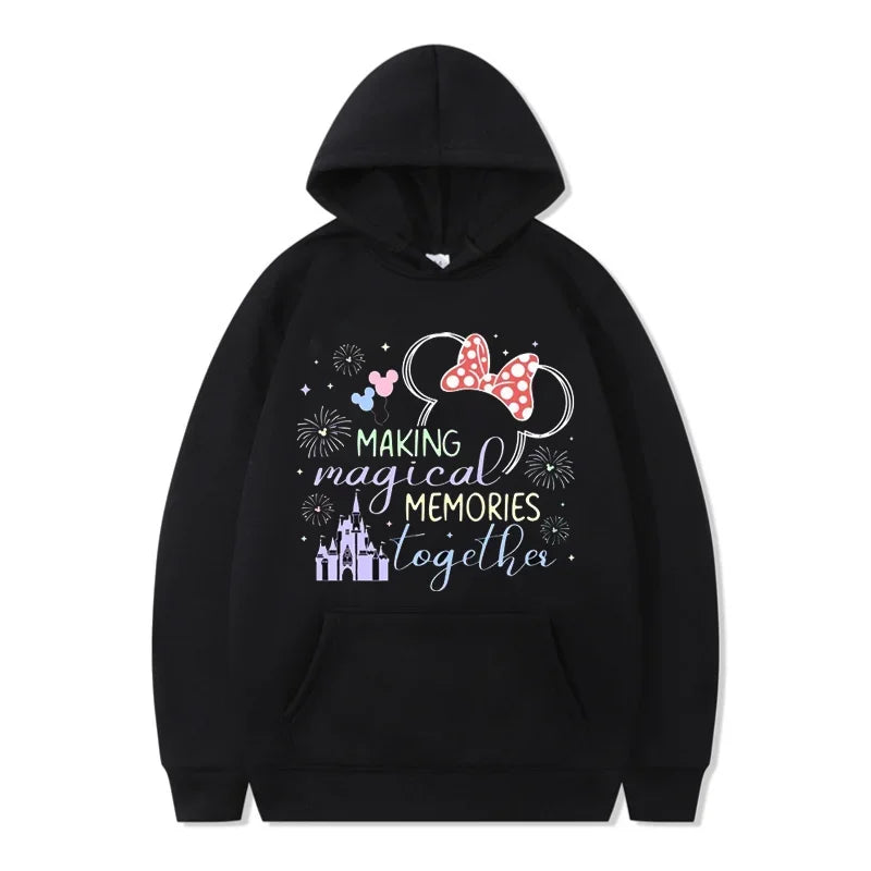 Funny Disney Hoodie My First Trip 2025 Mickey Minnie Printed Pullovers Tops Autumn Versatile Sweatshirts Women Casual Clothes