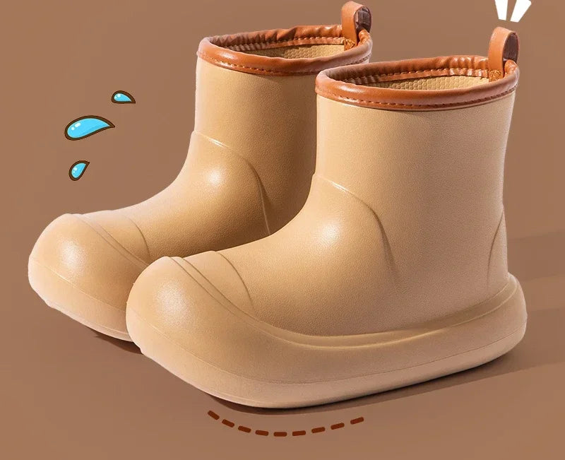 Women Rain Boots New Fashion Thick Bottom High Top Rain Shoes Summer Non-slip Lightweight Waterproof Footwear Botas Plataforma