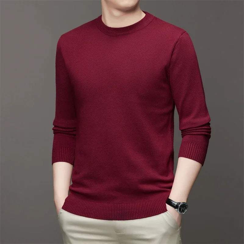 7 Colour Men's Round Neck Long Sleeved Solid Color Sweater