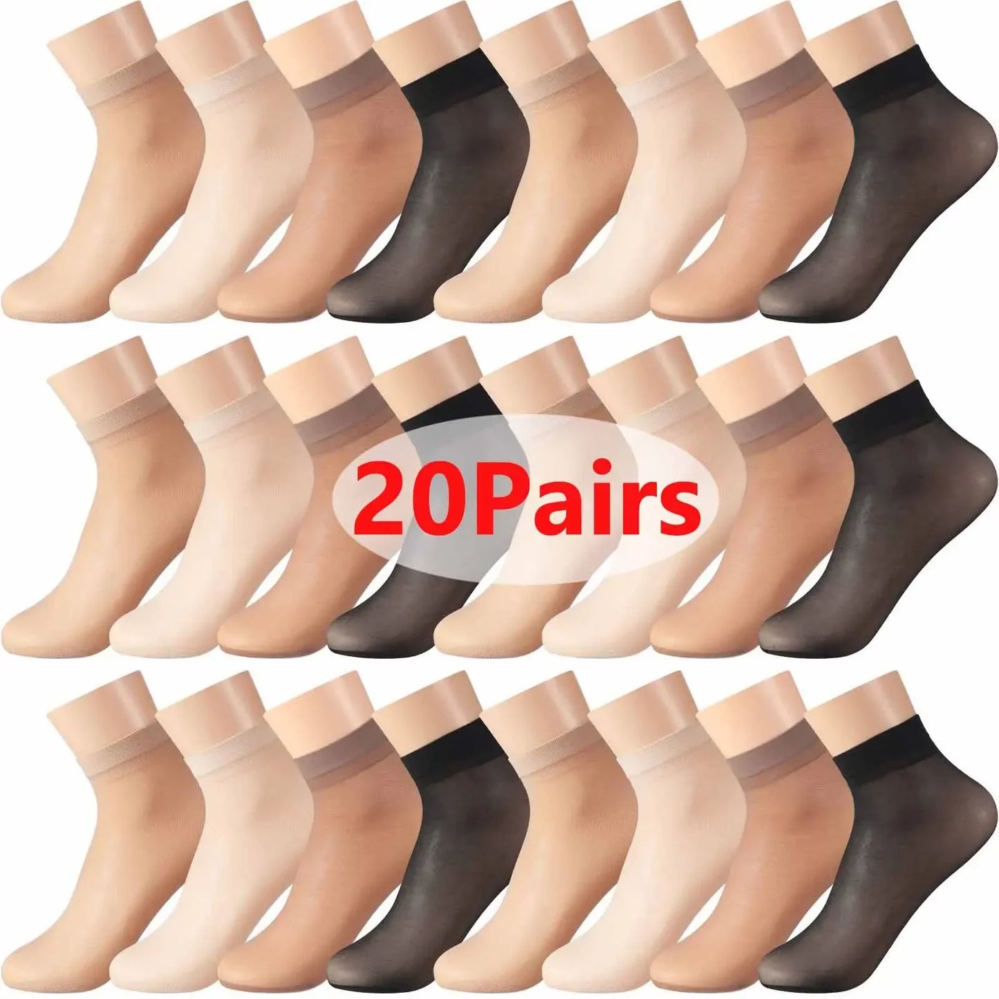 10pairs-50Pairs Transparent Summer Socks Ultrathin Women Nylon Ladies Female Short Ankle Meias Elastic Crystal Spring Silk Sox