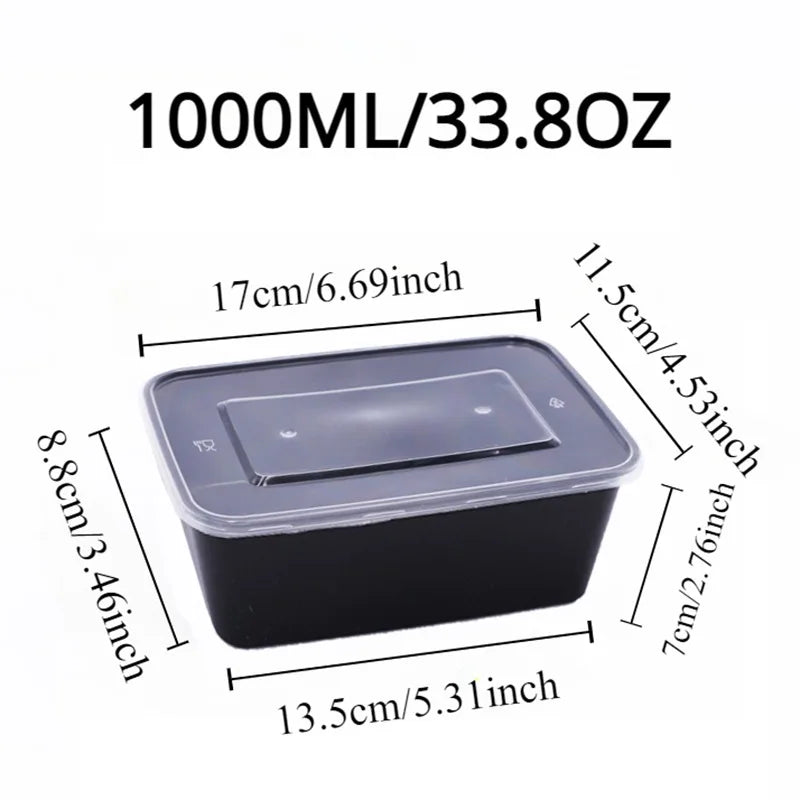 10/20PCS Black Food Box Fruit Salad Food Box Kitchen Meal Prep Takeout Bento Fridge Storage Leakproof Food Containers
