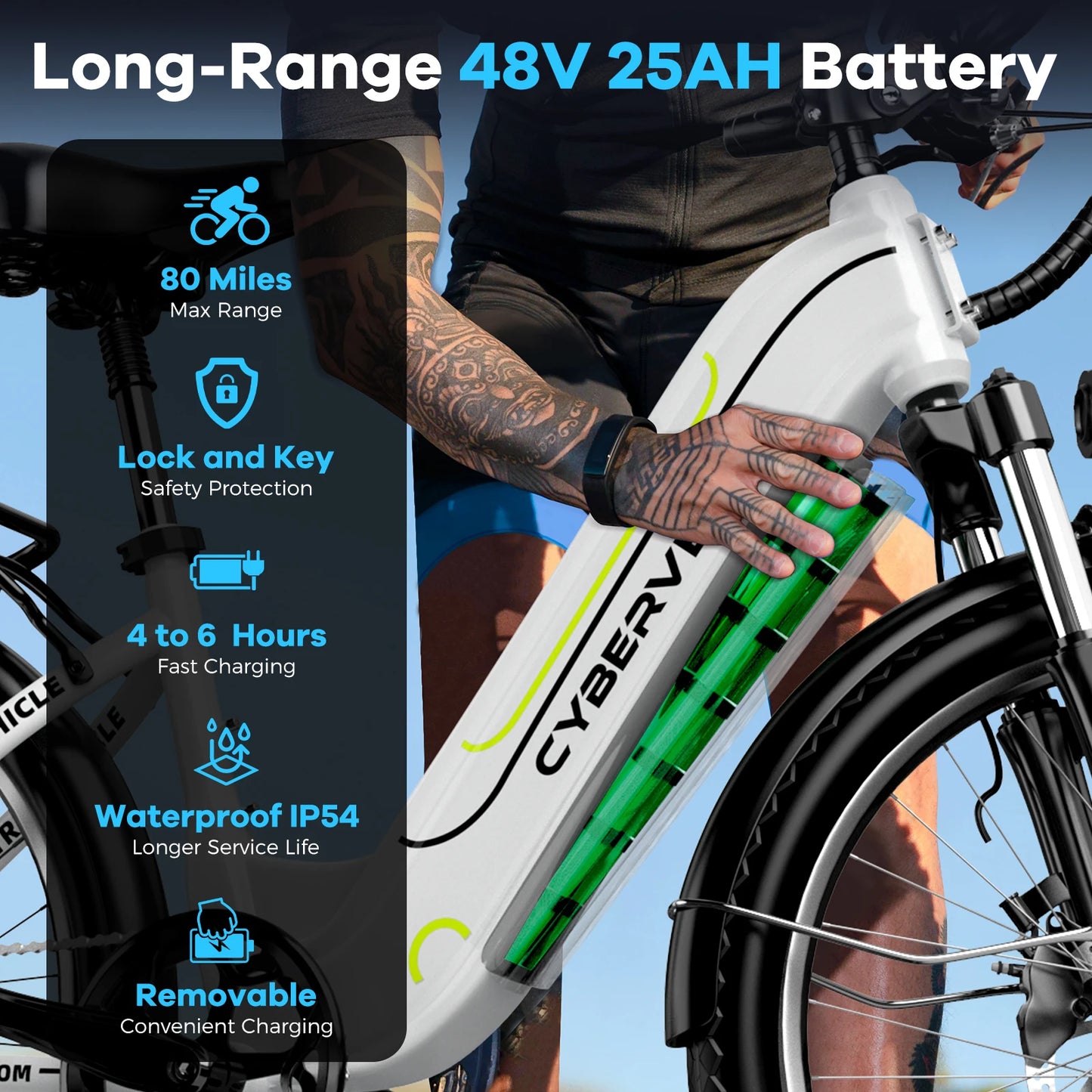 1000 Peak Electric Bike for Adults,up 80 Miles Removable Battery Ebike, 26" Electric E Bike with 7-Speed,Adult Electric Bicycles