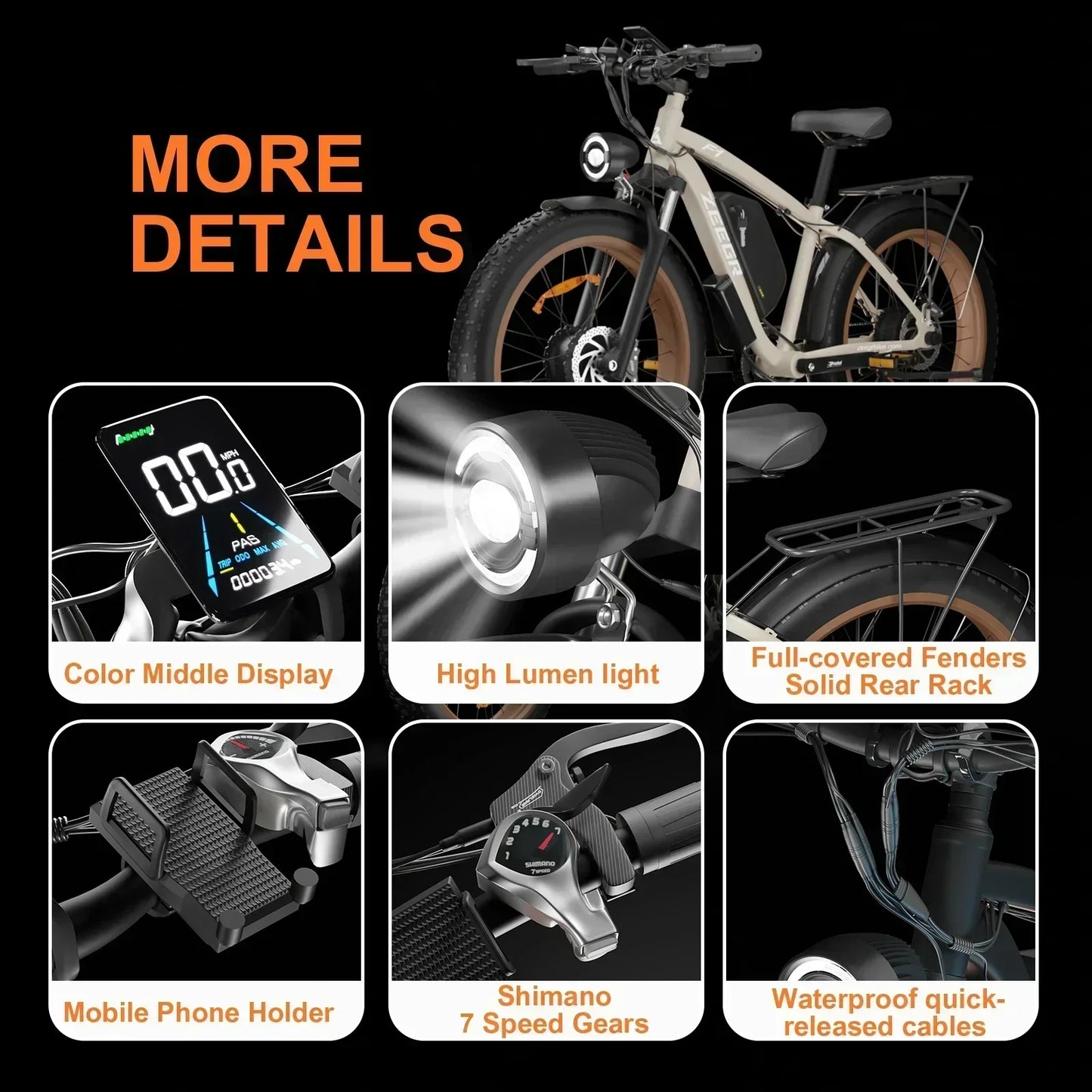 Electric bike F1 2000w Dual Motor 48V 22AH battery Adult Electric Bicycle 26inch tire Hydraulic brake Snow beach Mountain E bike