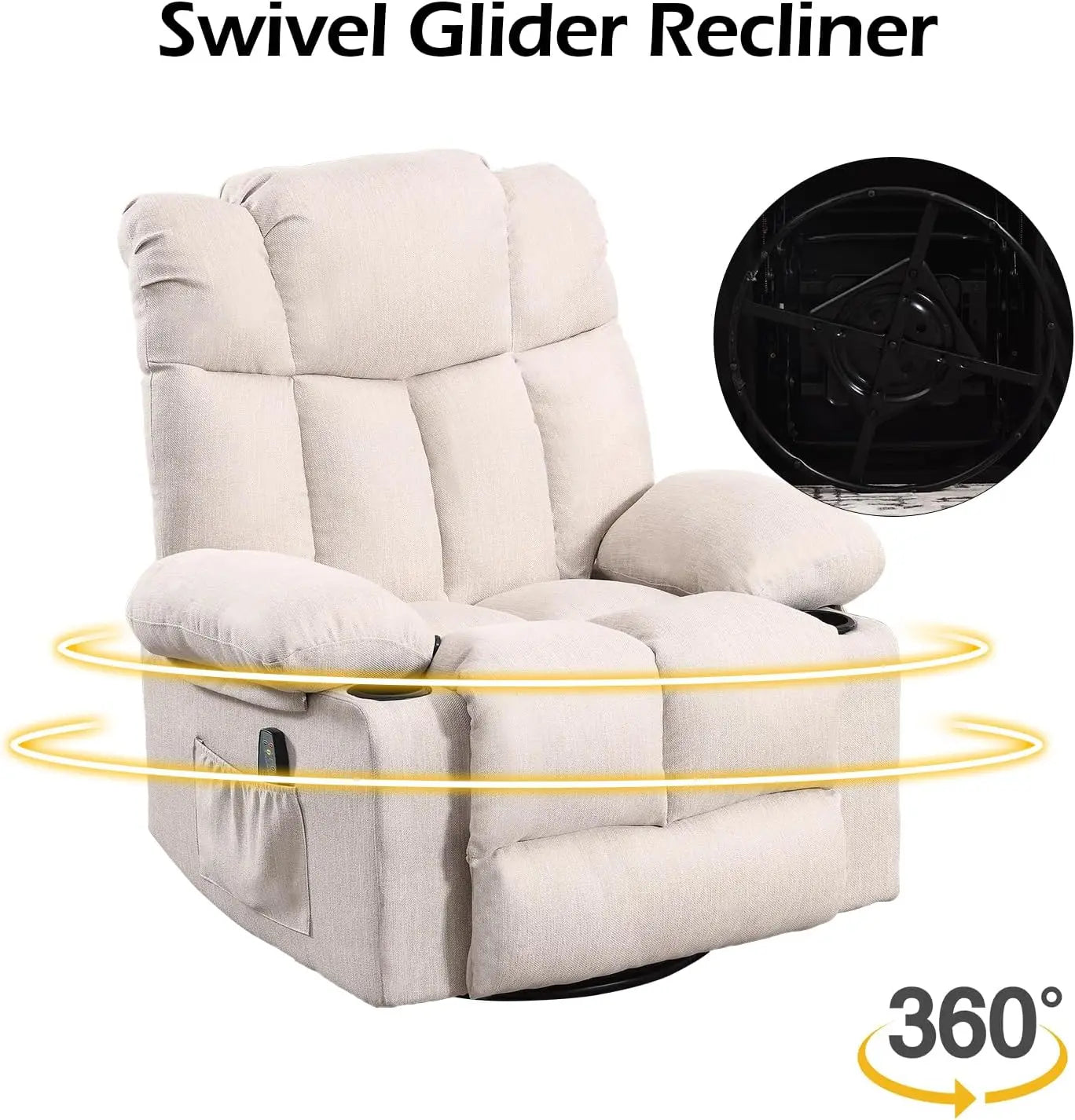 Massage Swivel Rocker Recliner with Heat and Vibration for Living Room Bedroom