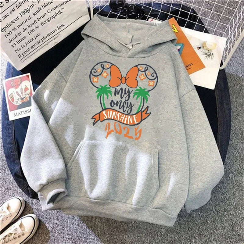 2025 Disney Mickey Minnie Family Vacation Printed Hoodie Autumn My First Disney Trip Pullover Tops Women Casual Sweatshirt