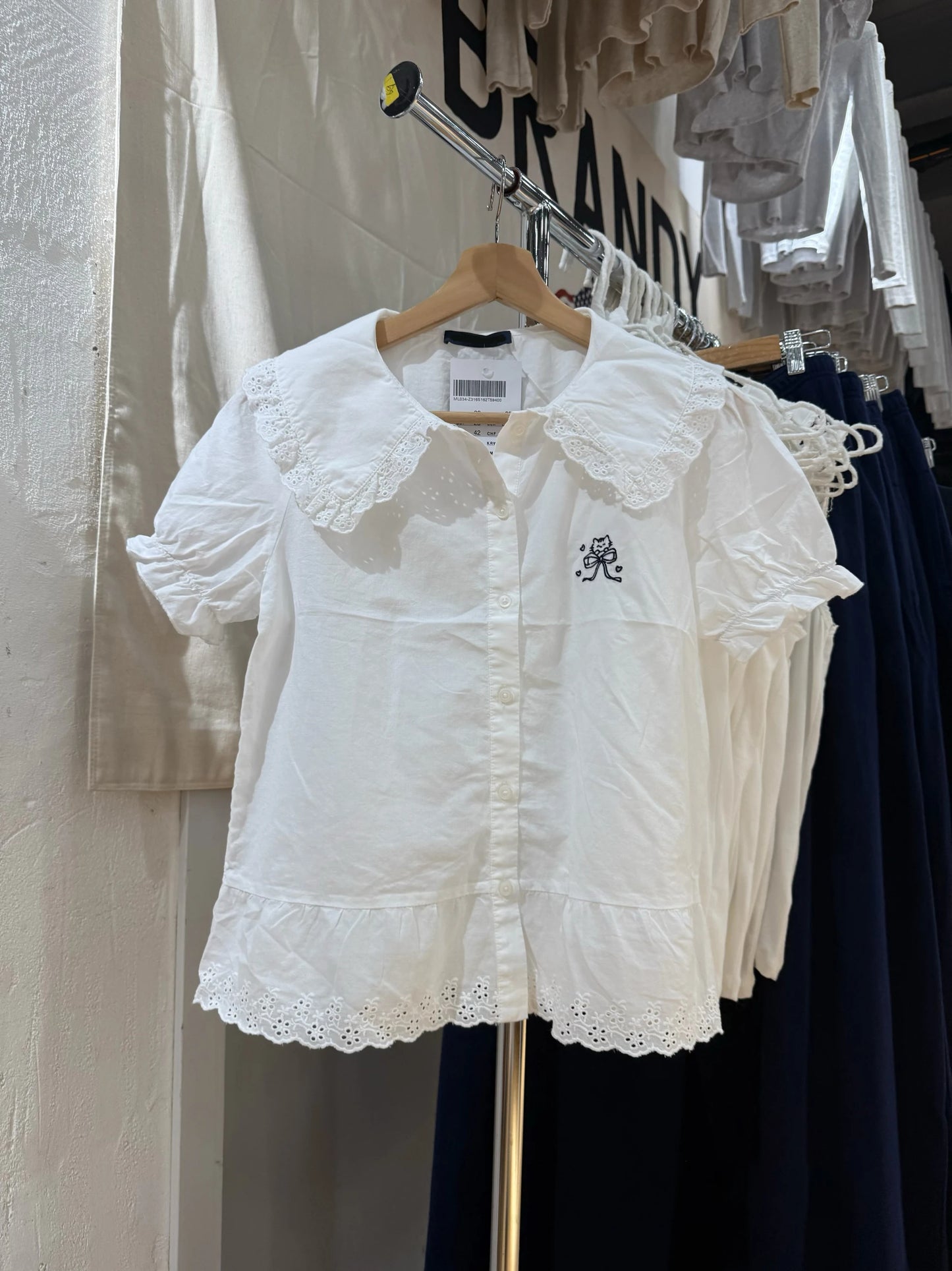 Blue Striped Short Sleeve Blouse Women Summer Peter Pan Collar Single Breasted Top Shirt Preppy Style Sweet Blouses Y2k 2025 New