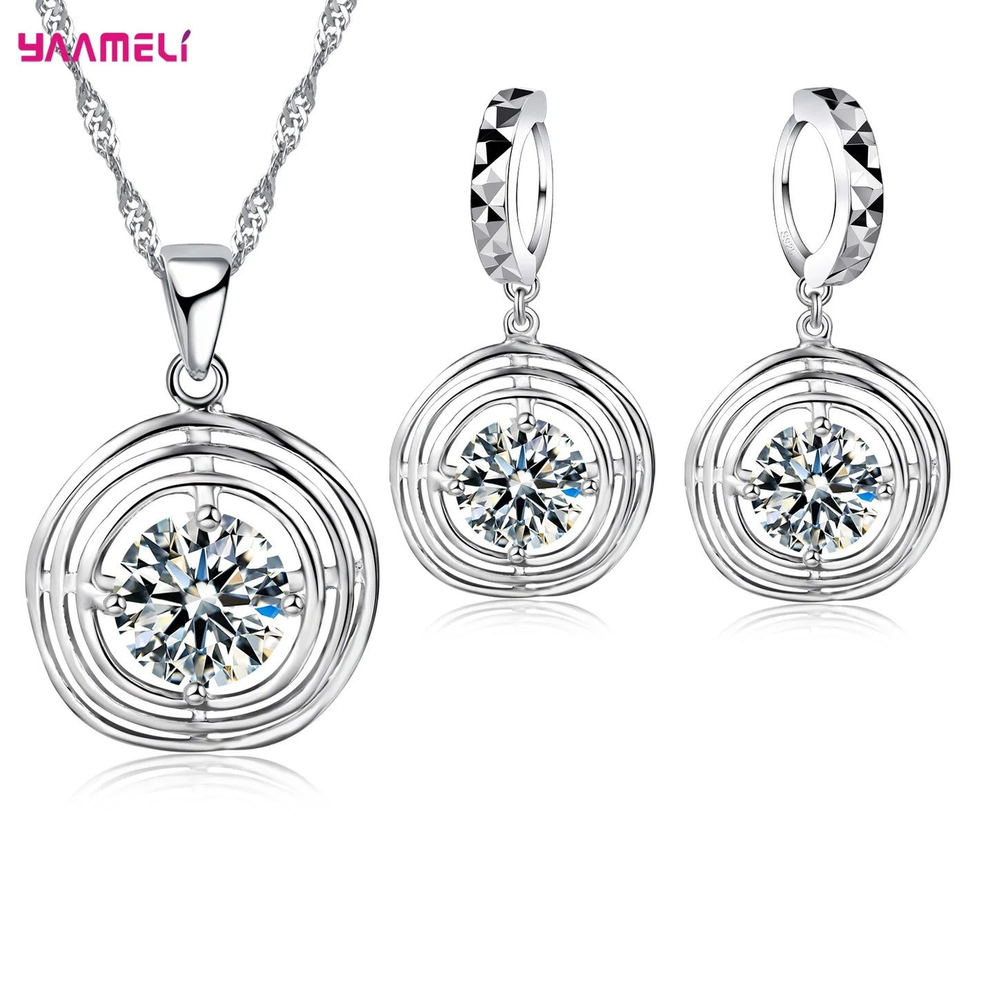 34 Designs Big Promotion 925 Sterling Silver Jewelry Set for Woman Girl Pearl Rhinestone Zircon Pendant Necklace Earrings Chain