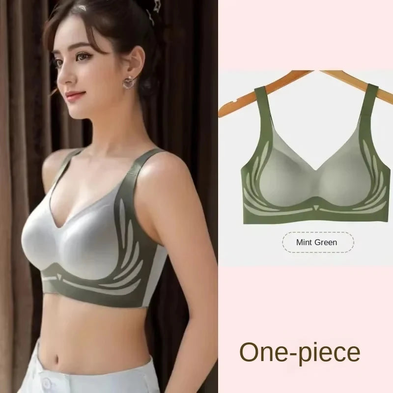 Plus Size Super Gather Push Up Bras Women Soft Support Seamless Underwear Female Full Cup Lift-Up Bras No Steel Sleepwear