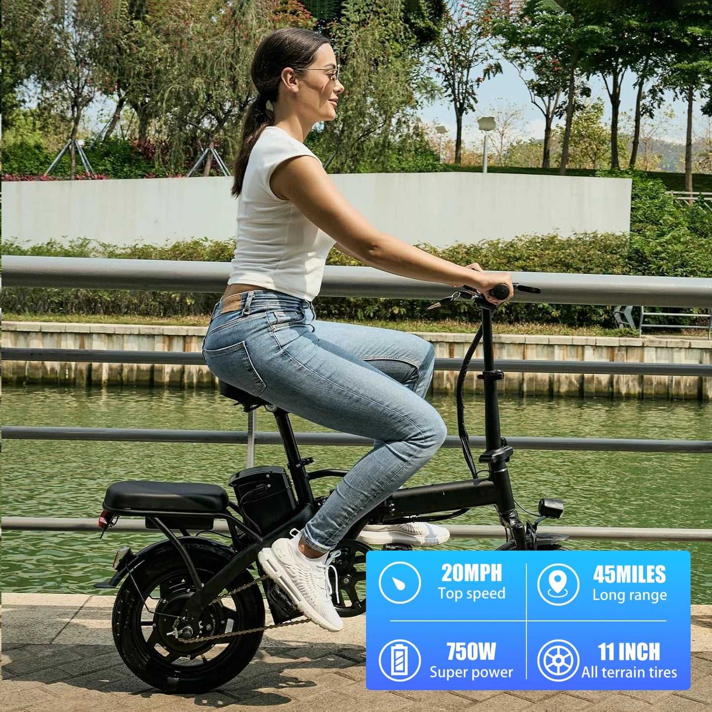 Folding Ebike Carbon Steel 14inch Road Tires 48V 350W Cheap Bicimoto Electrica with Basket Lightweight Foldable Adult Brushless