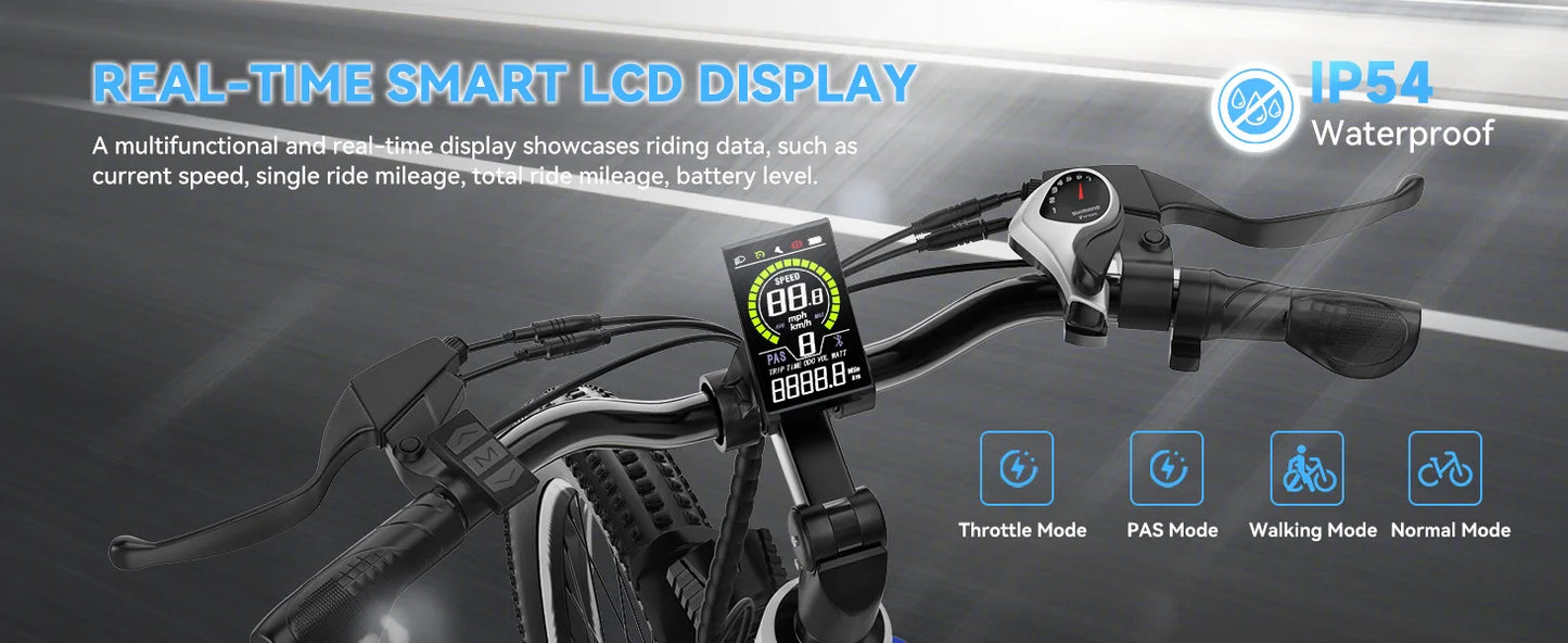 1000 Peak Electric Bike for Adults,up 80 Miles Removable Battery Ebike, 26" Electric E Bike with 7-Speed,Adult Electric Bicycles