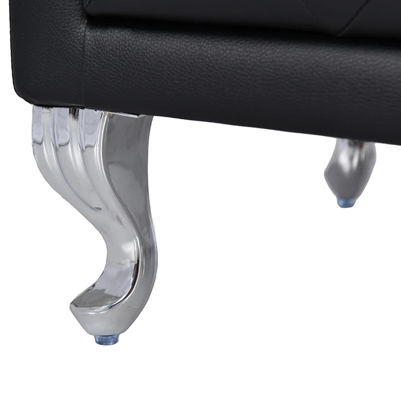 Elegant PU Nightstand with 2 Drawers and Crystal Handle,Fully Assembled Except Legs&Handles,Storage Bedside Table with Metal Leg