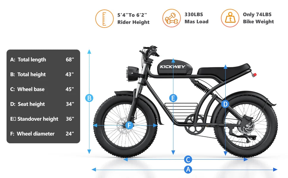 Kickwey K7 Adult Electric Bicycle 1500w 48V 23ah Mountain Electric Bike 20 Inch Fat Tire Outdoor Entertainment Off Road E Bike