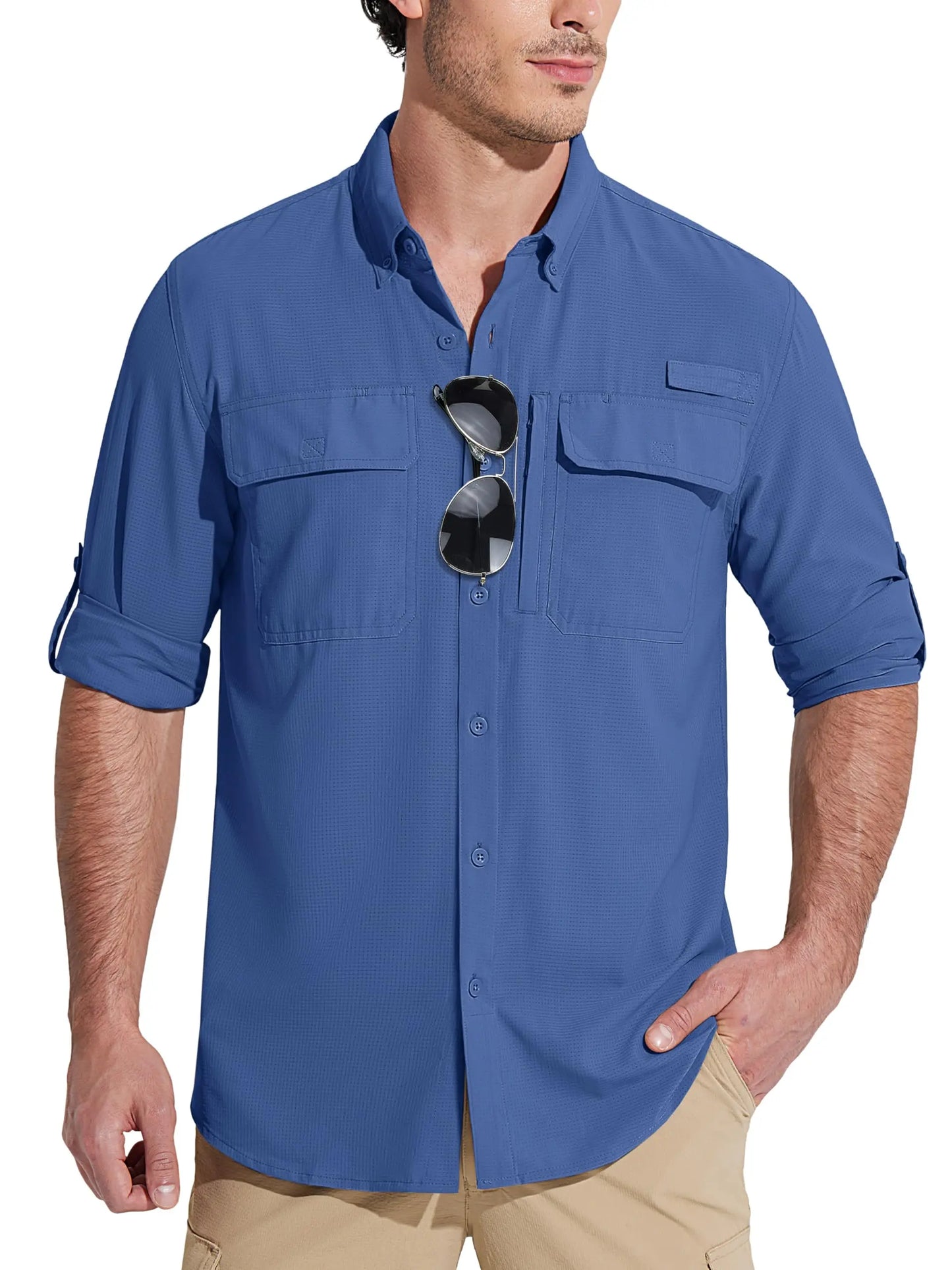 MAGCOMSEN Men's Long Sleeve Shirt with 3 Pockets