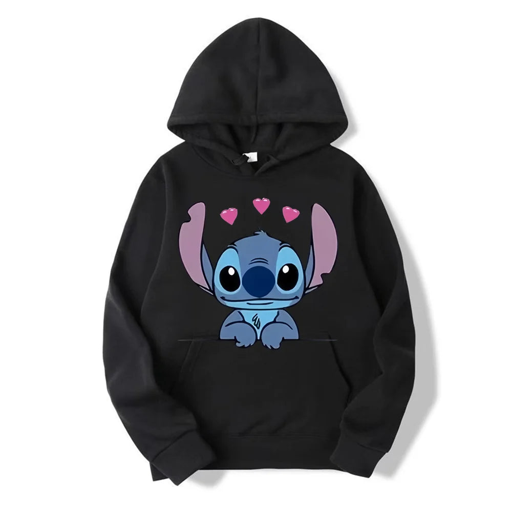 Halloween Costumes Women Warm Winter Jacket Women Disney Lilo & Stitch Pattern Sweatshirt Harajuku Style Women Oversized Hoodie
