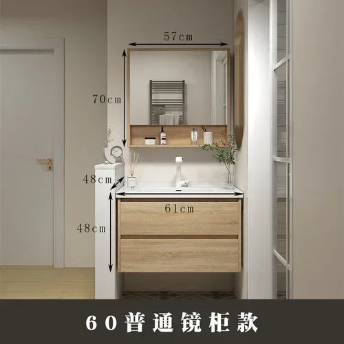 Jewelry Locker Decorations Bathroom Cabinet Small Mirror Wooden Closet Display Cabinet Shelves Washbasin Gabinetesalon Furniture