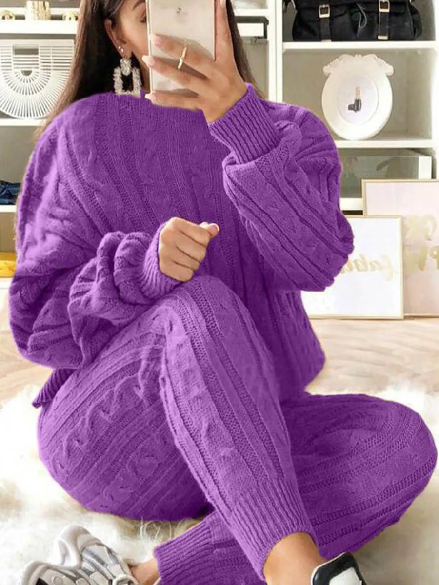 Long Sleeve Knitted Casual Two-piece