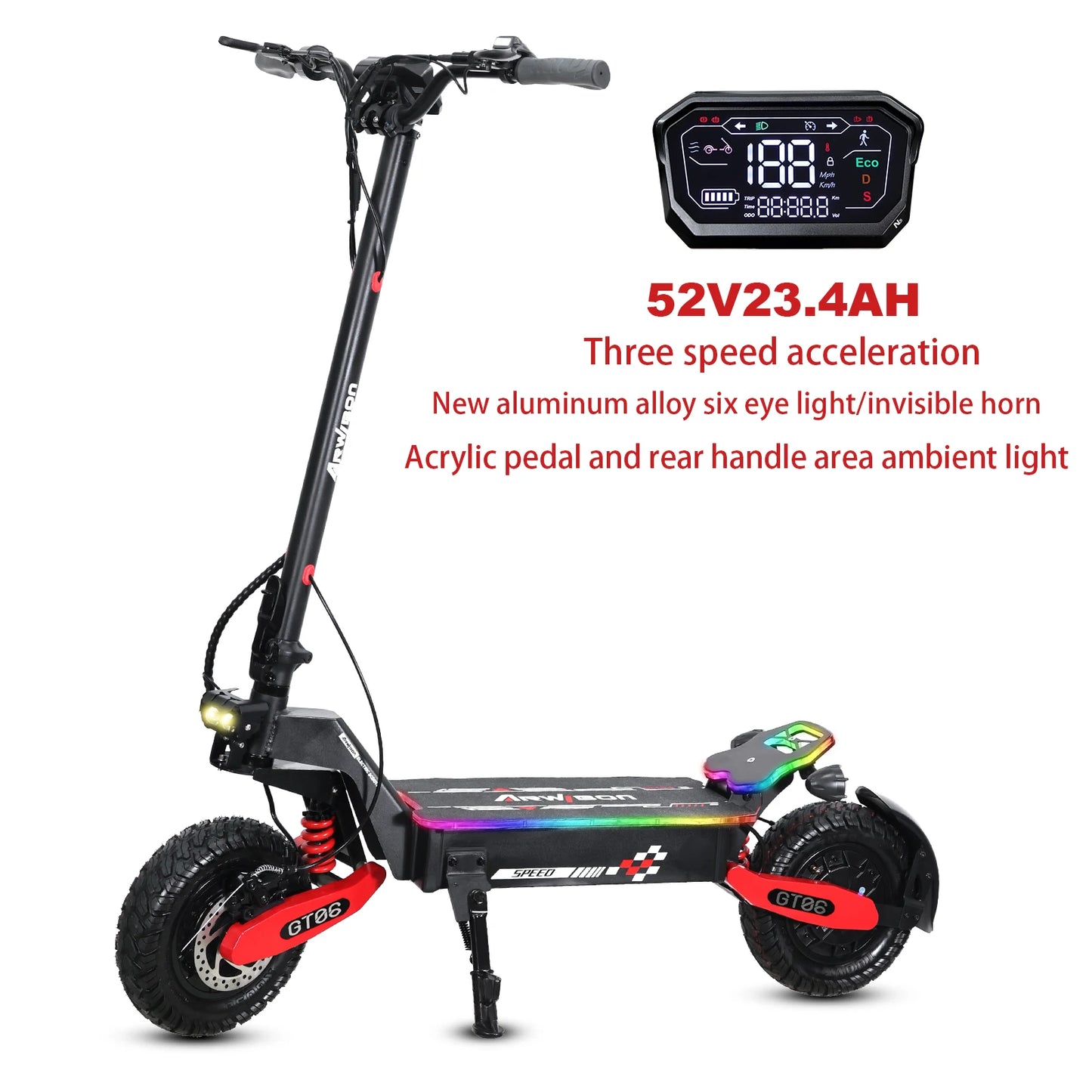 Adult electric scooter, electric commuting scooter, range of 28 miles, 1200W motor dual braking system and shock absorption