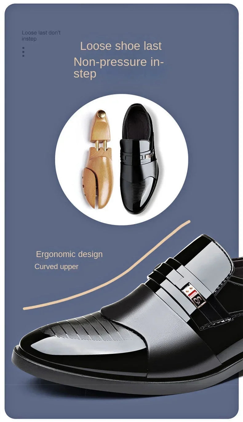 Leather Shoes for Men Wedding Formal Oxfords Business Casual Office Work Shoes for Men Classic Luxury Pointy Men's Dress Shoes