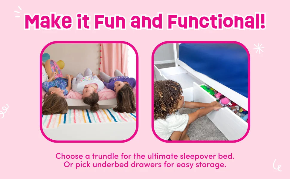 Children Beds, Bunk Bed Twin Over Full Size with Ladder, Solid Wood Platform Bed Frame with Ladder for Kids, Safety Guardrails