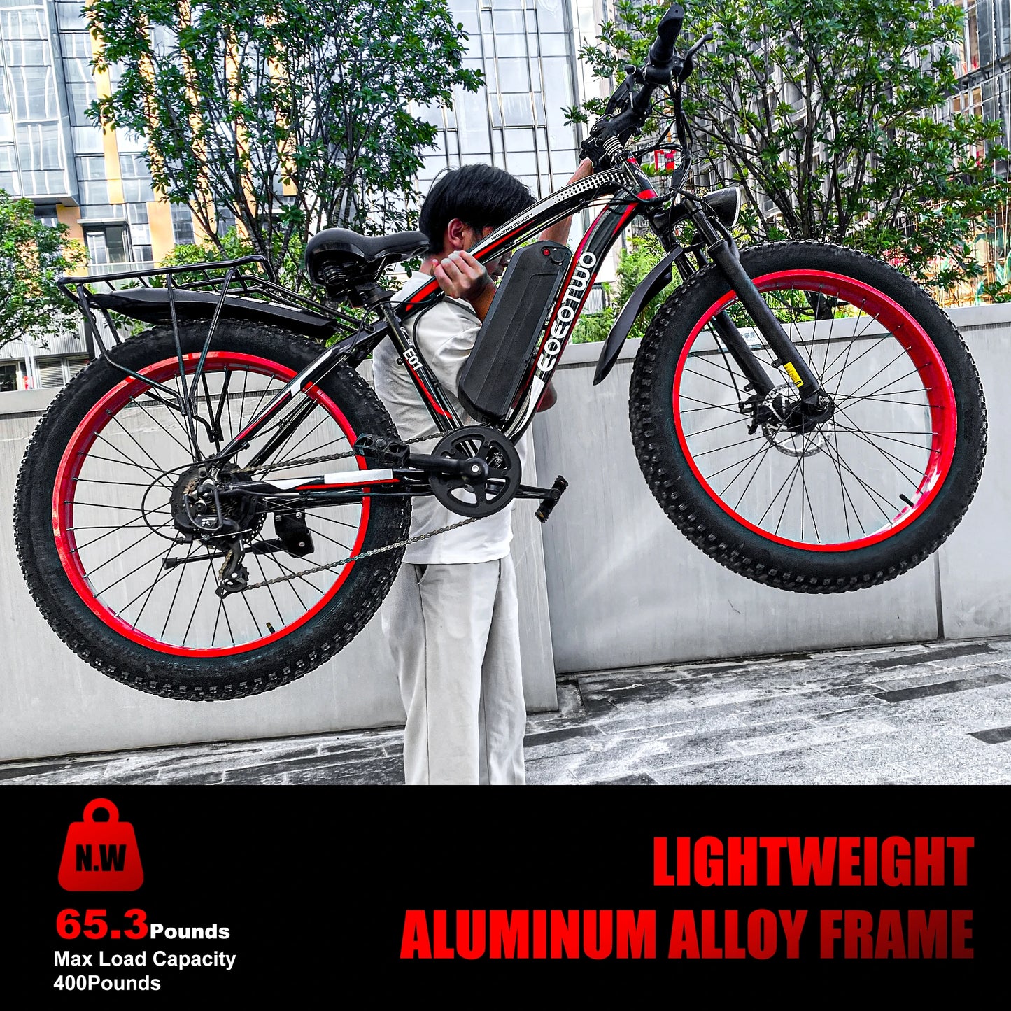Electric Bike Adults 1500W Peak Motor 34Mph Electric Bicycle 26" Fat Tire Mountain Bike 60Mile Range 48V 15AH Electric Dirt Bike