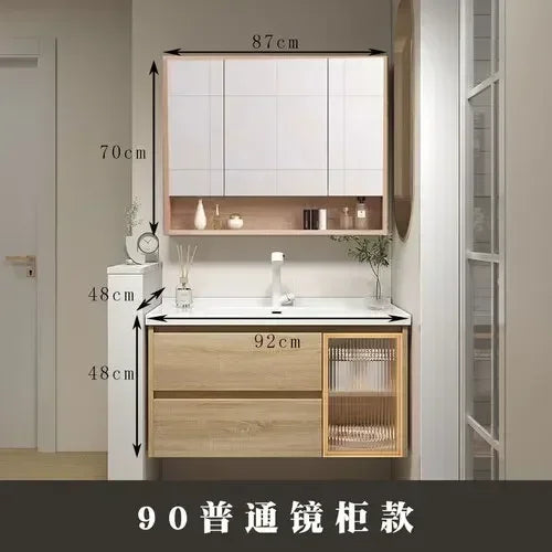 Jewelry Locker Decorations Bathroom Cabinet Small Mirror Wooden Closet Display Cabinet Shelves Washbasin Gabinetesalon Furniture