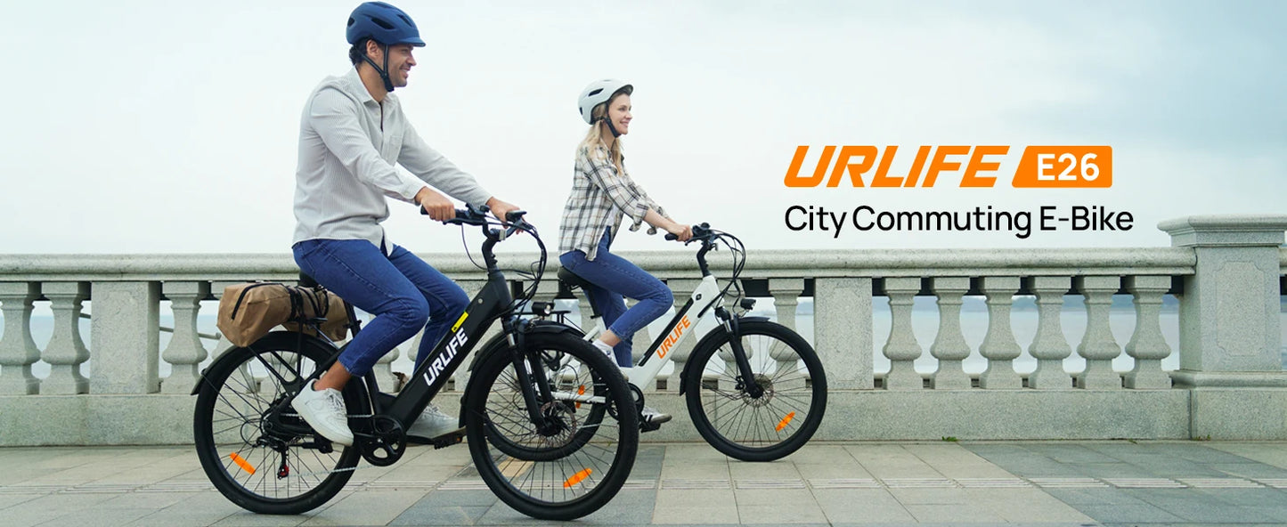 750W E-Bike Commuter 26x2" Tires 48V 10.4Ah Removable LCD Display 20MPH Speed 7-Speeds Hydraulic Disc Brakes for Adults