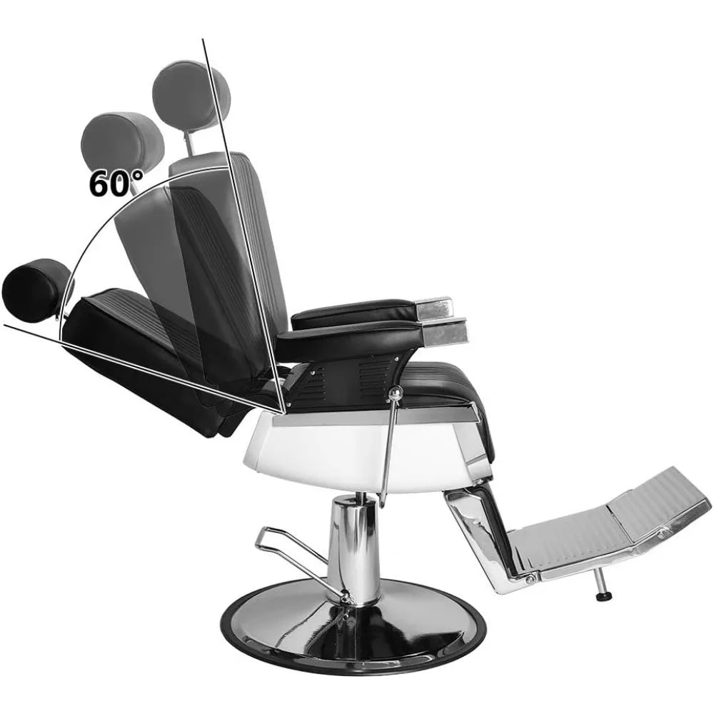 Heavy duty backrest barber chair, headrest and support up to 500 pounds, professional retro salon barber chair