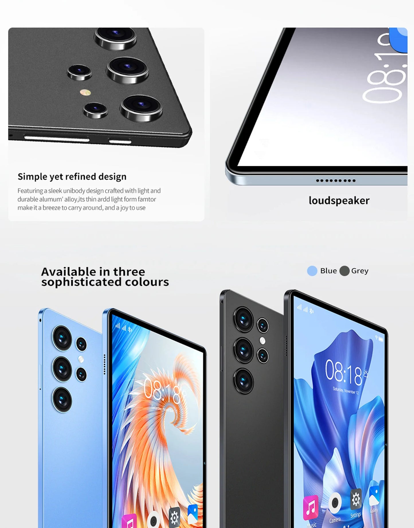 2025 New 10.1 Inch Android Tablet HD Display Octa Core 4GB RAM 64GB ROM Dual SIM WiFi Bluetooth Google Play Tablet PC